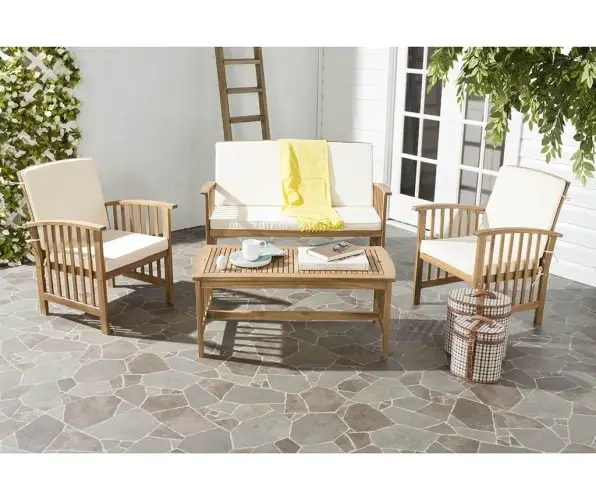 outdoor wood chairs and table