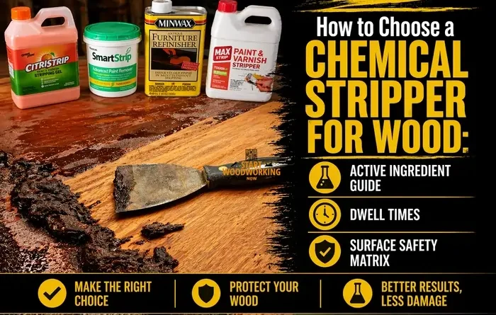 How to Choose a Chemical Stripper for Wood Active Ingredient Guide, Dwell Times, and Surface Safety Matrix by startwoodworkingnow.com
